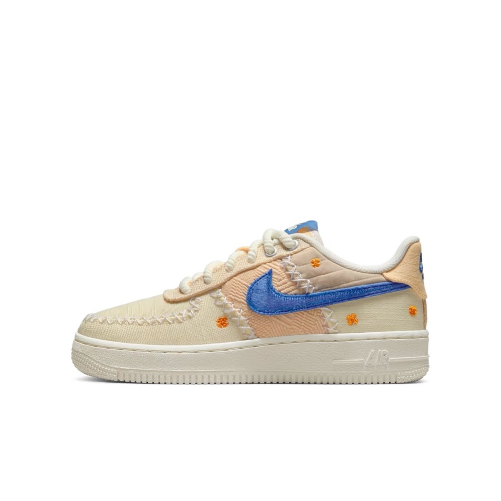 Nike Air Force 1 Low Beige and Blue Sneakers